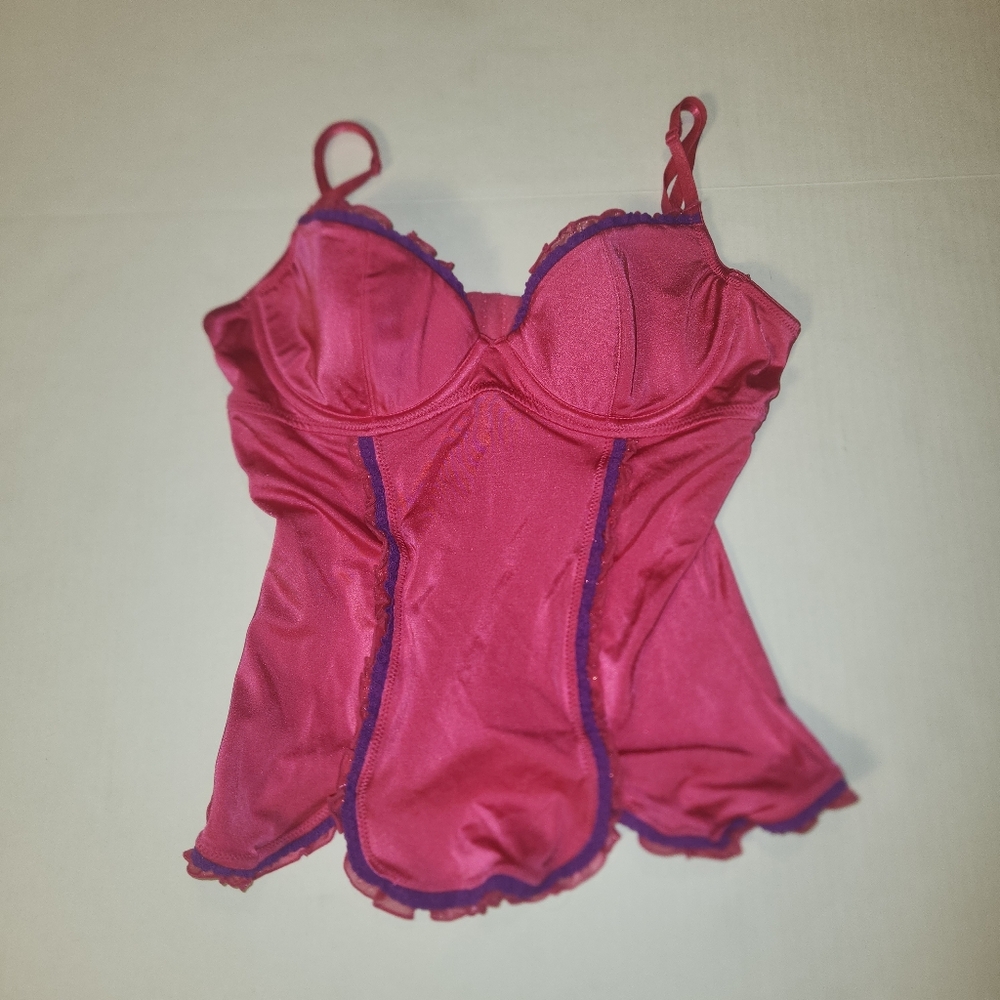 VTG Y2K Victoria's Secret Sexy Little Things Pink Purple Corset Bustier Top 36B